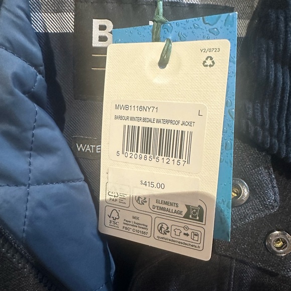 Barbour men’s collard waterproof coat - Picture 3 of 7